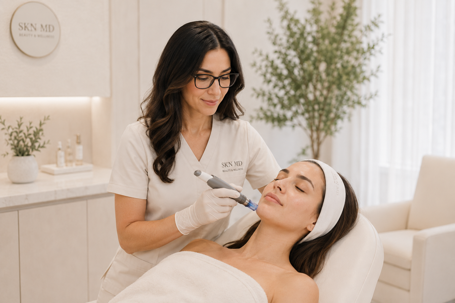 Microneedling skin treatment at SKN MD medical aesthetics clinic, Montréal