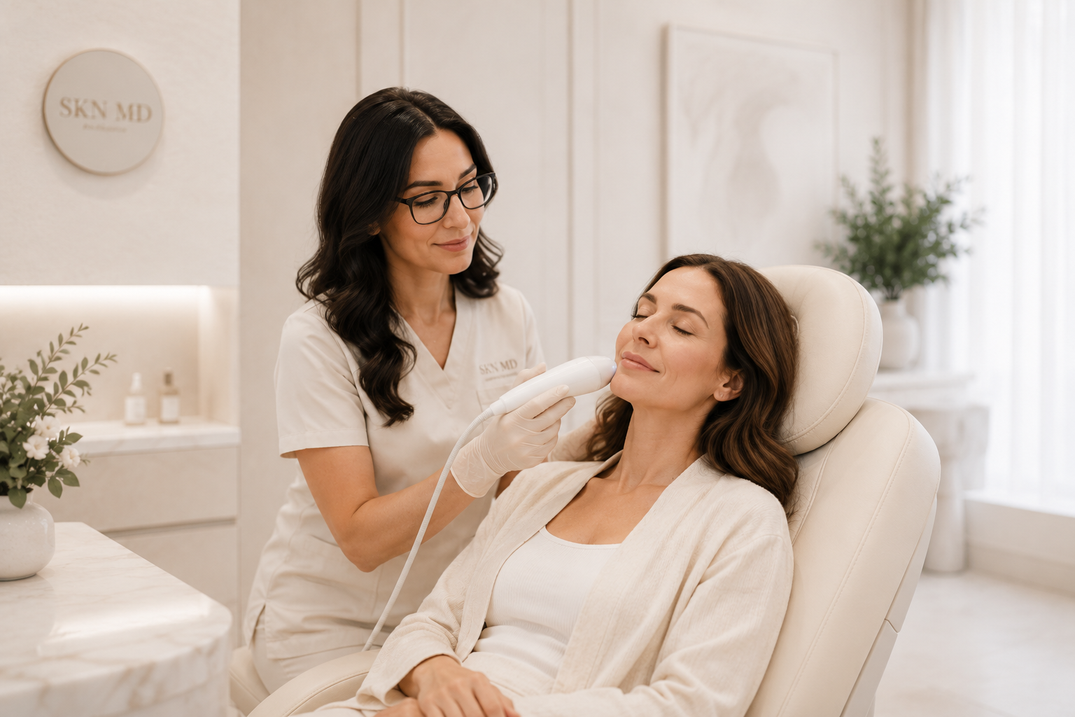 Clinical skin treatment and medical facial at SKN MD, Montréal